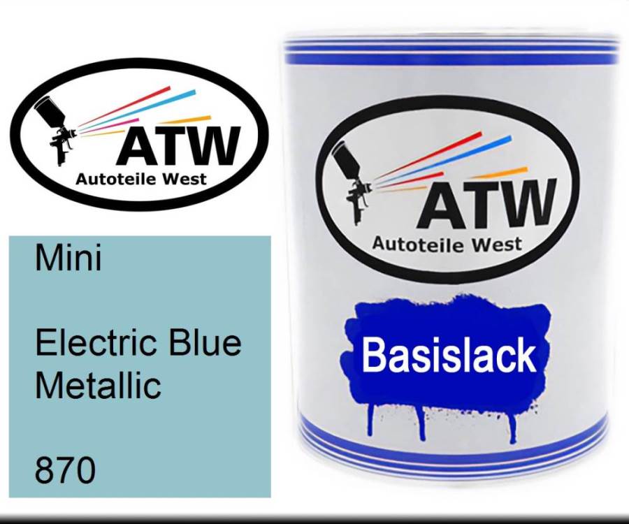 Mini, Electric Blue Metallic, 870: 1L Lackdose, von ATW Autoteile West.